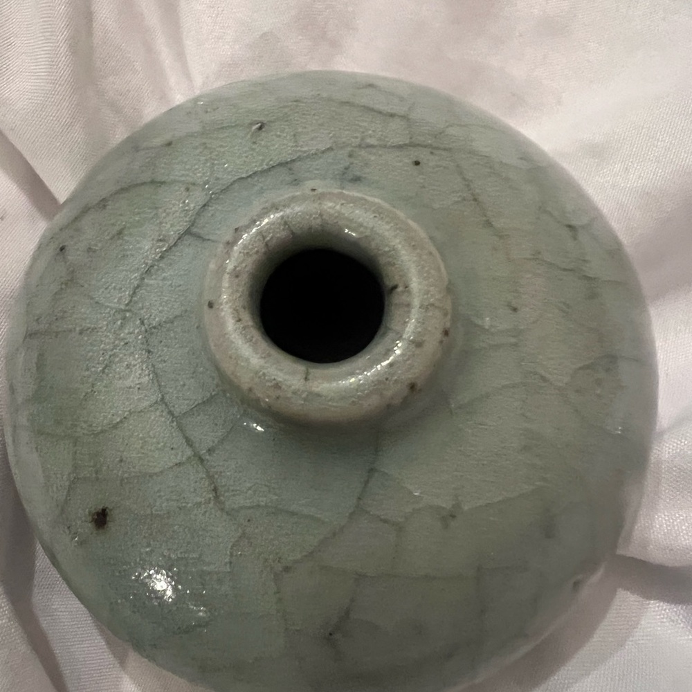 Korean Celadon Crackle Glaze Decorative Oil Bottle - Pale Green Home Art